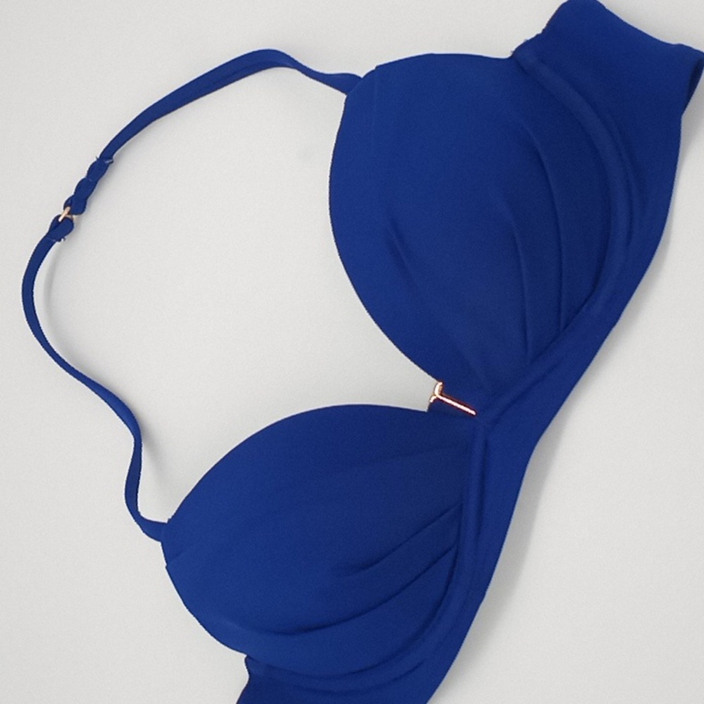 Victoria's Secret The Angel Halter Push-Up Underwire Bikini Top Blue 34A